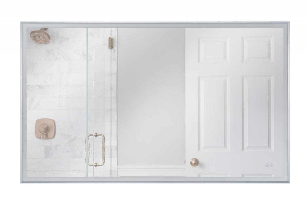 60" x 36" Rectangle Brushed Polished Nickel Framed LED Mirror