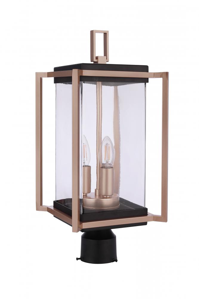 Metalwork 3 Light Outdoor Post Mount in Midnight/Satin Brass