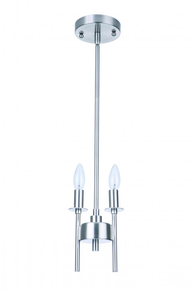 Larrson 2 Light Mini Pendant in Brushed Polished Nickel