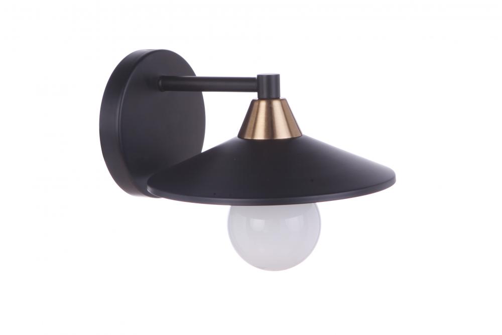 Isaac 1 Light Wall Sconce in Flat Black/Satin Brass