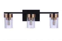 Craftmade 11819FBSB3 - Bond Street 3 Light Vanity in Flat Black/Satin Brass