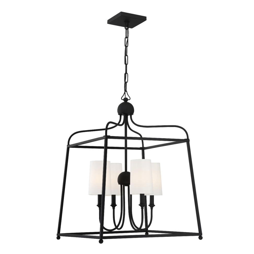 Libby Langdon Sylvan 4 Light Black Forged Lantern Chandelier