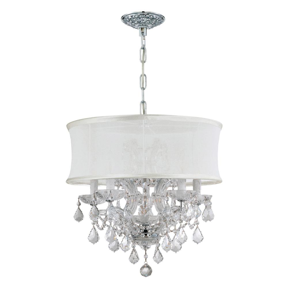 Brentwood 6 Light Swarovski Strass Crystal Polished Chrome Drum Shade Chandelier