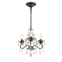 Crystorama 4534-EB-CL-MWP - Paris Market 3 Light Hand Cut Crystal English Bronze Mini Chandelier