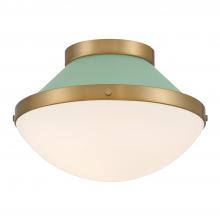 Crystorama XAN-8001-VG-GR - Xander 1 Light Vibrant Gold + Green Flush Mount