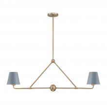 Crystorama XAV-B9302-VG-BL - Xavier 2 Light Vibrant Gold + Blue Linear Chandelier