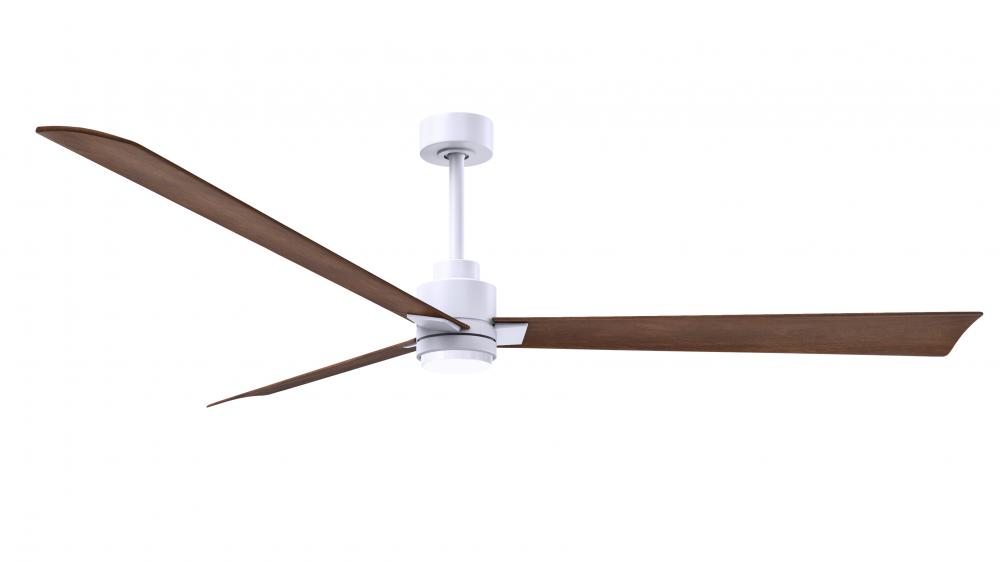 Alessandra 3-blade transitional ceiling fan in matte white finish with walnut blades. Optimized fo