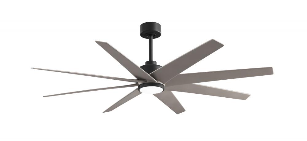 Ariella 8-blade ceiling fan in Matte Black and Brushed Nickel blades