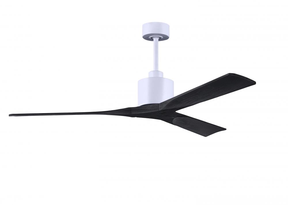 Nan 6-speed ceiling fan in Matte White finish with 60” solid matte black wood blades