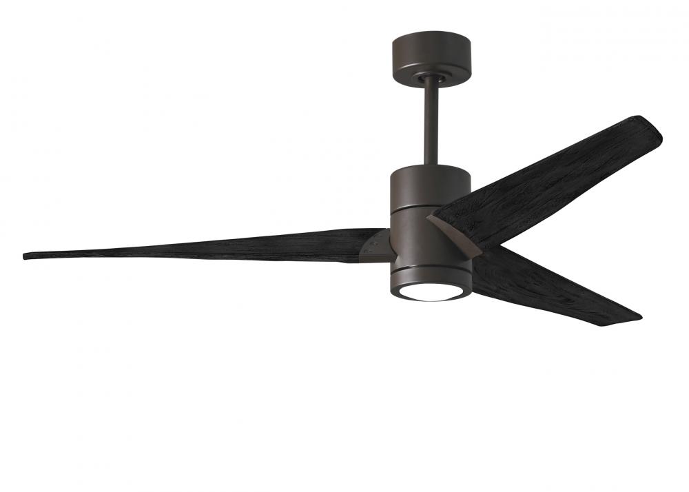 Super Janet three-blade ceiling fan in Textured Bronze finish with 60” solid walnut tone blades