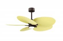 Matthews Fan Company AKTPLK-TB-YE - Alessandra Tropical 5-blade ceiling fan in Textured Bronze and Light Yellow blades.