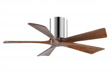 Matthews Fan Company IR5H-CR-WA-42 - Irene-5H five-blade flush mount paddle fan in Polished Chrome finish with 42” solid walnut tone