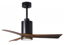 Matthews Fan Company PA3-BK-WA-42 - Patricia-3 three-blade ceiling fan in Matte Black finish with 42” solid walnut tone blades and d