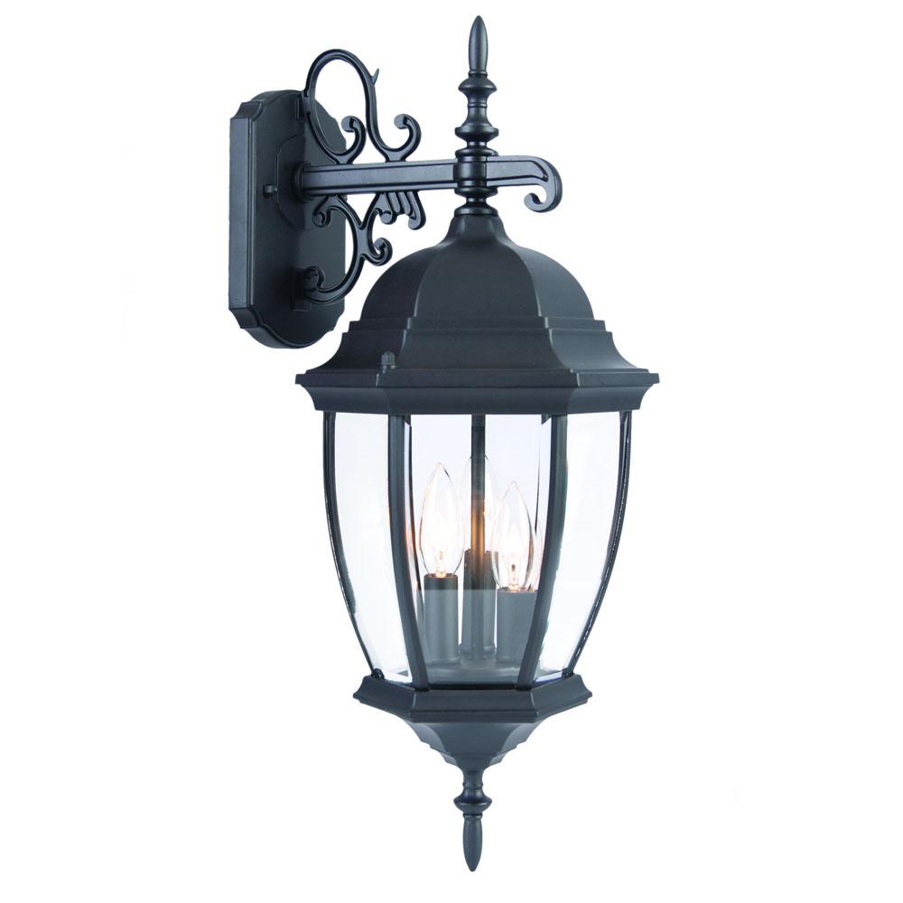 Wexford Collection Wall-Mount 3-Light Outdoor Matte Black Light Fixture