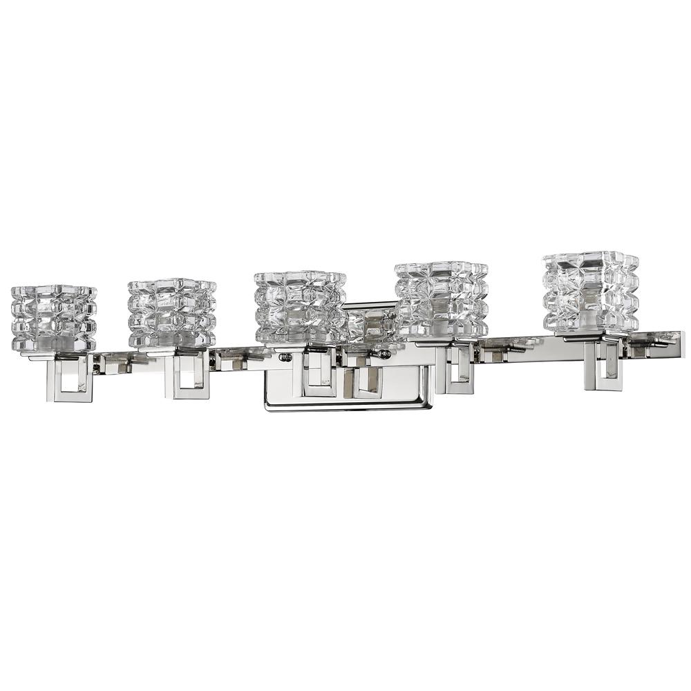 Coralie Indoor 5-Light Bath W/Crystal Glass Shades In Polished Nickel