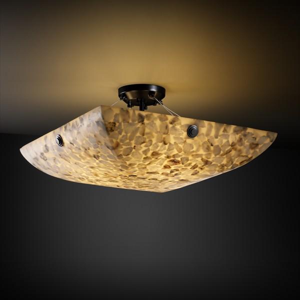 48" Semi-Flush Bowl w/ Concentric Circles Finials