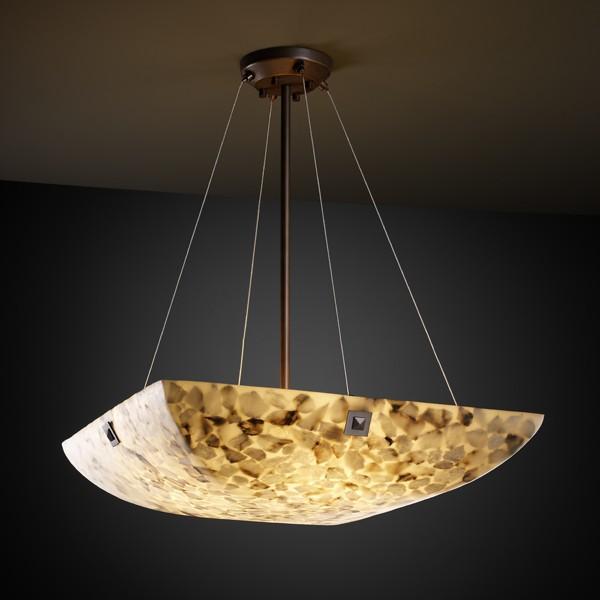 48" Pendant Bowl w/ Concentric Circles Finials