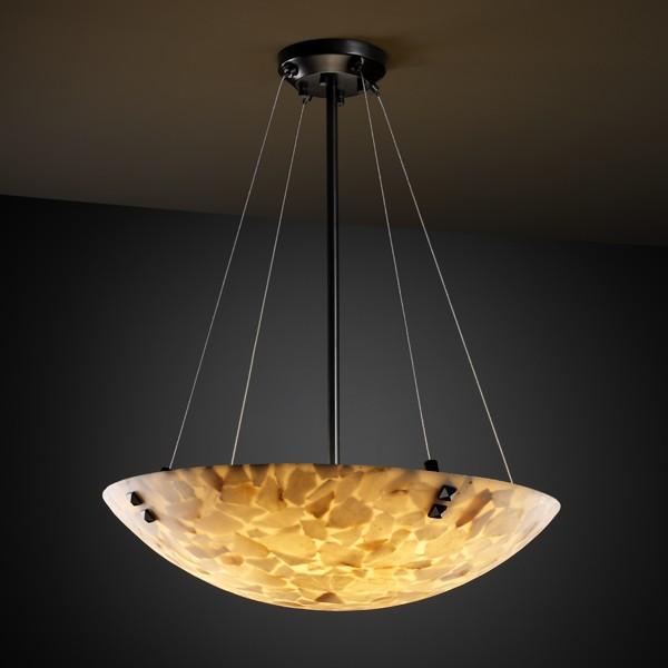 48" Pendant Bowl w/ Concentric Circles Finials