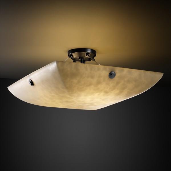 36" Semi-Flush Bowl w/ Pair Square w/ Points Finials