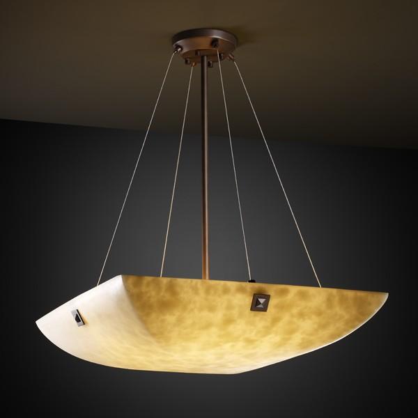 48" Pendant Bowl w/ Pair Square w/ Points Finials