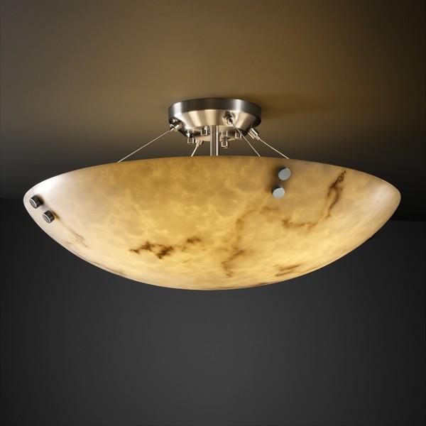 48" Semi-Flush Bowl w/ PAIR SQUARE W/ POINTS FINIALS