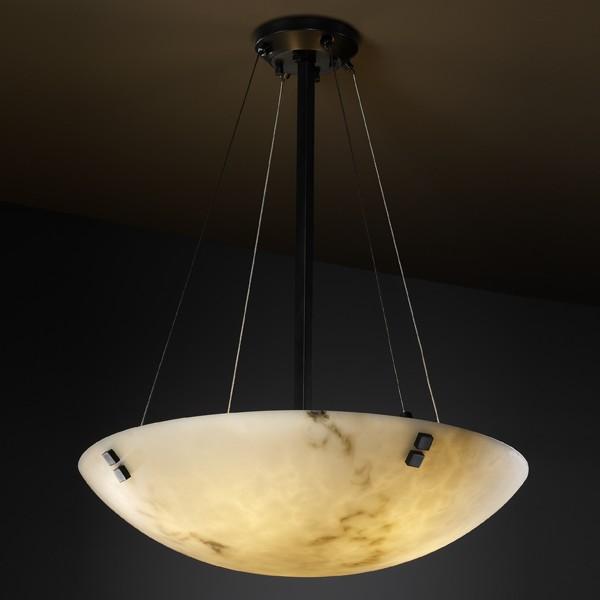 48" Pendant Bowl w/ Concentric Circles Finials