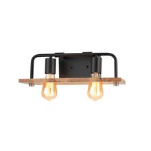 Justice Design Group ECO-8392-WOOD-MBLK - Loft 2-Light Bath Bar