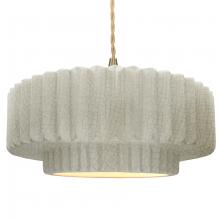 Justice Design Group CER-6555-CRK-BRSS-BEIG-TWST - Large Tier Pleated 1-Light Pendant