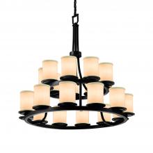 Justice Design Group FAB-8767-10-CREM-MBLK - Dakota 21-Light 2-Tier Ring Chandelier