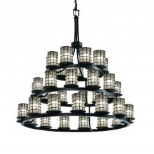 Justice Design Group WGL-8712-10-GRCB-MBLK - Dakota 36-Light 3-Tier Ring Chandelier