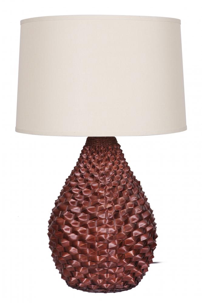 One Light Brown Beige Linen Shade Table Lamp