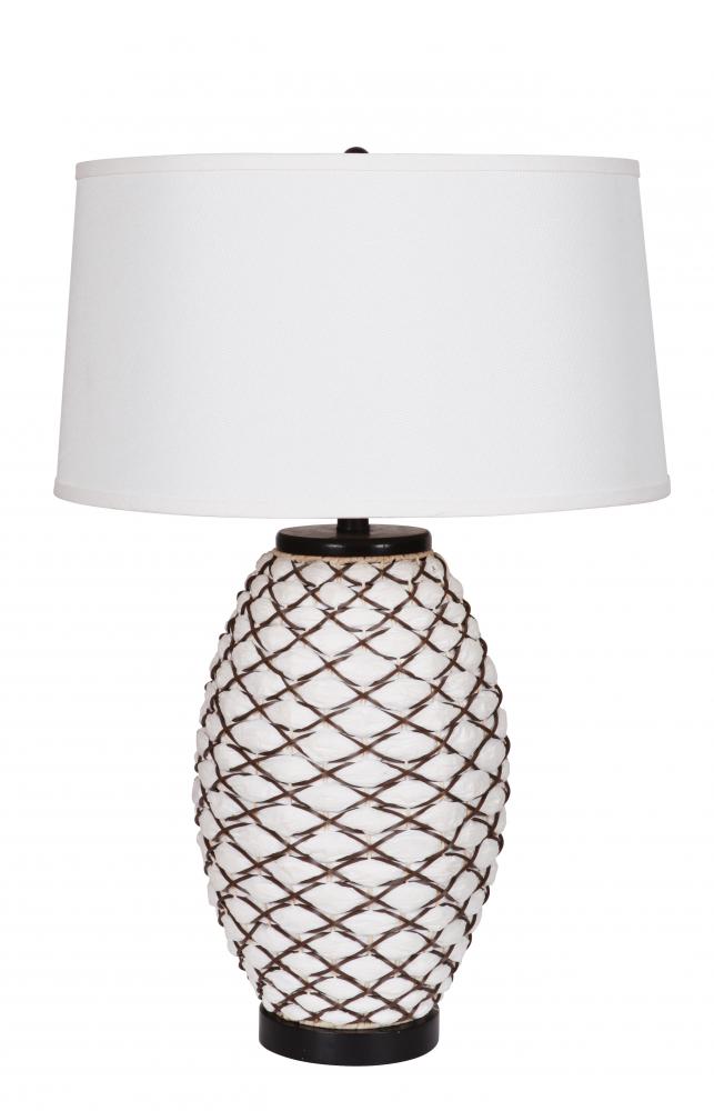 One Light White/rust White Rust Linen Shade Table Lamp