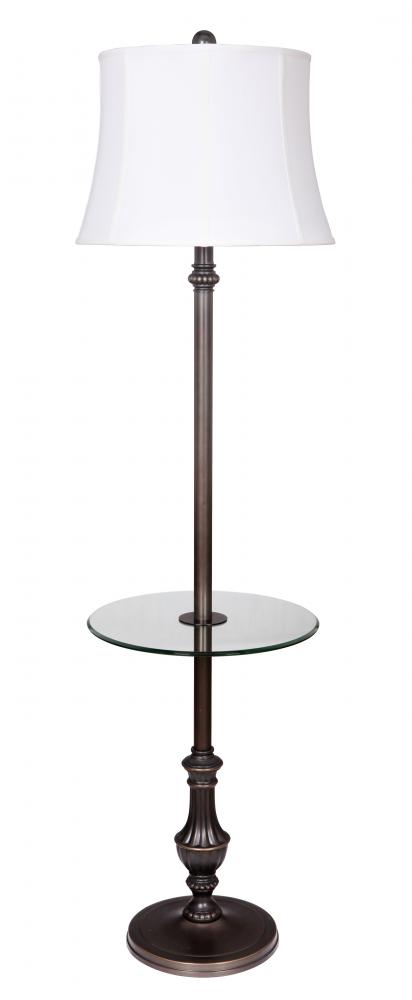 One Light Maddison Bronze Off White Silk Fabric Shade Floor Lamp