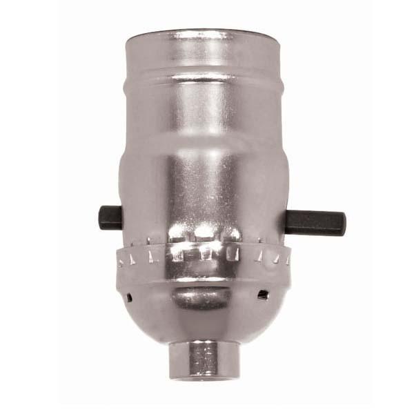 On-Off Push Thru Socket; 1/8 IPS; Aluminum; Nickel Finish; 660W; 250V