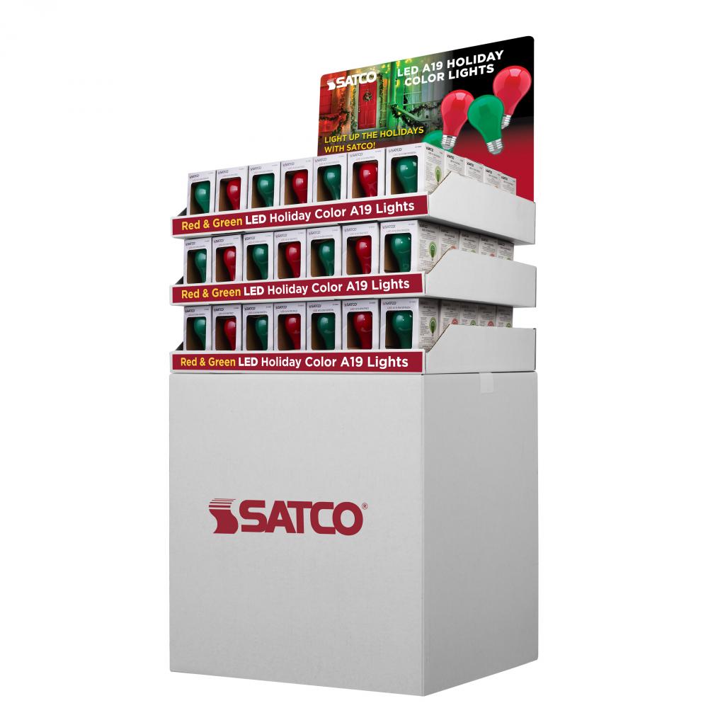 Display Unit Containing 126 Total Pieces; 72 Pieces of S14984 8 Watt A19 LED in Red; 54 Pieces of