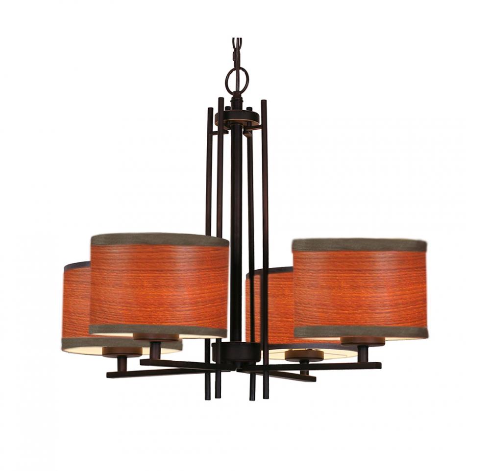 Woodbridge Lighting 15814MEB-SV1080B Hudson 4-light Veneer Shade Chandelier