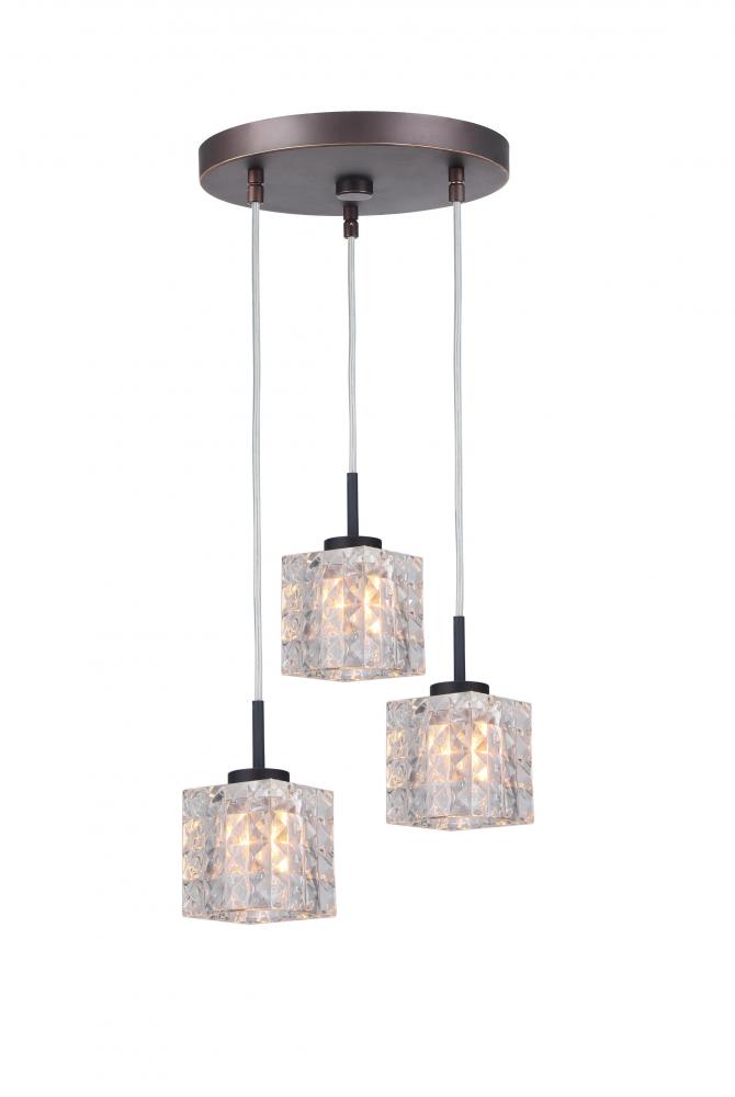 Woodbridge Lighting 16324MEB-C80410 Charlotte 3-Light Cluster Pendant