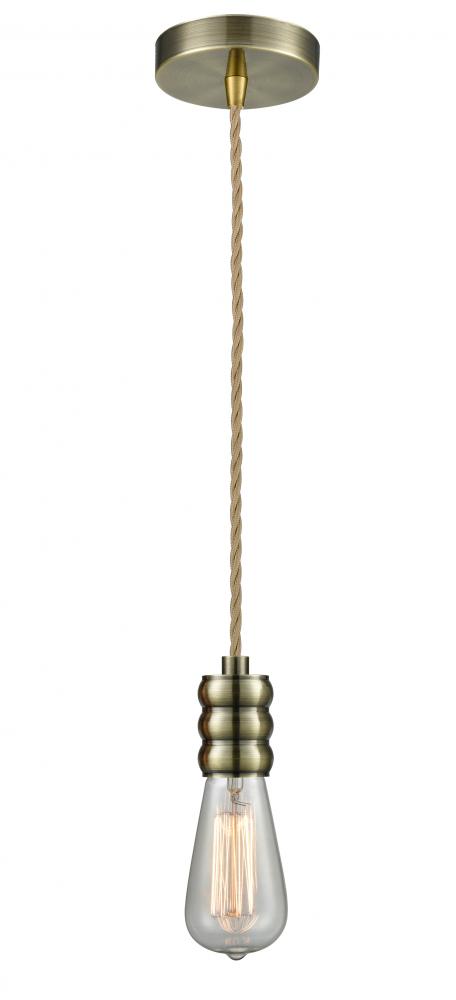 Gatsby - 1 Light - 2 inch - Antique Brass - Cord hung - Mini Pendant