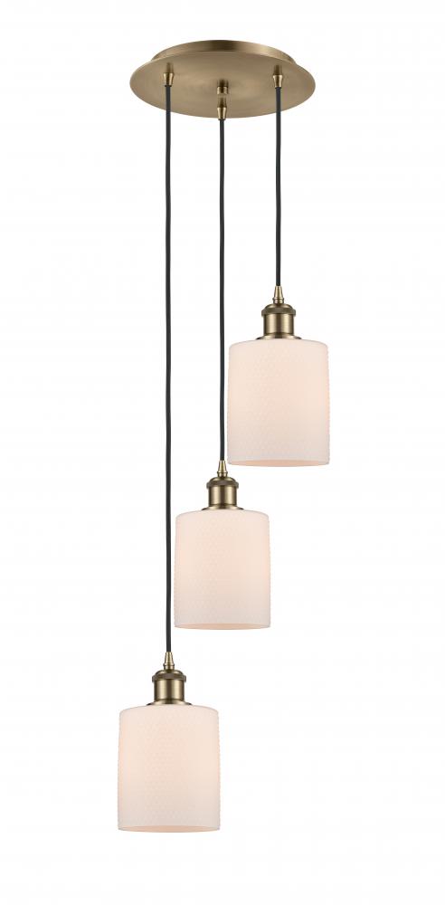 Cobbleskill - 3 Light - 12 inch - Antique Brass - Cord Hung - Multi Pendant