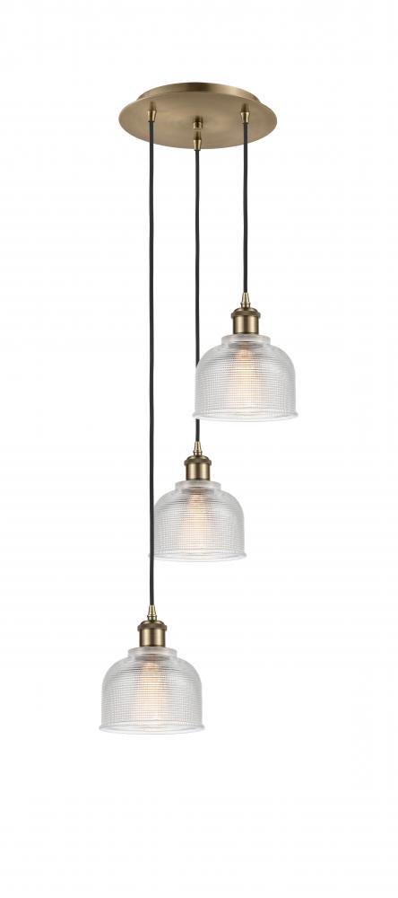 Dayton - 3 Light - 12 inch - Antique Brass - Cord Hung - Multi Pendant