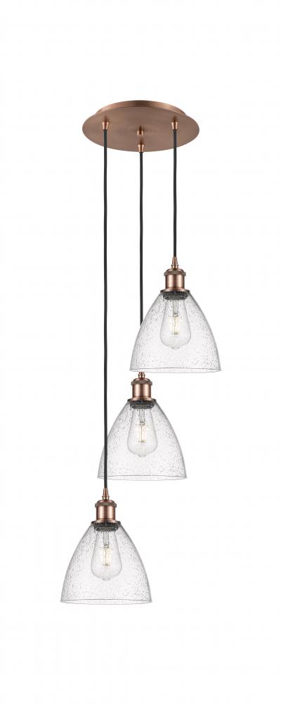 Bristol - 3 Light - 14 inch - Antique Copper - Cord Hung - Multi Pendant