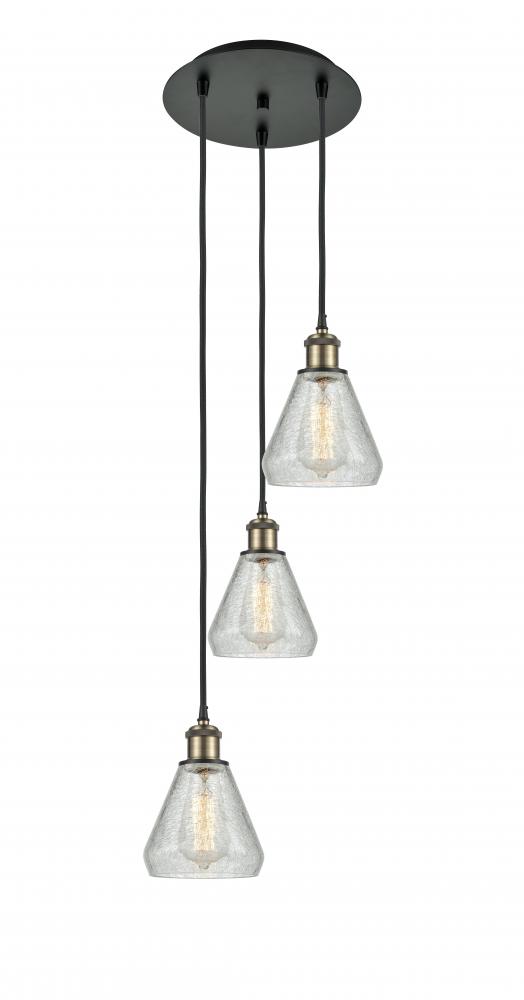 Conesus - 3 Light - 13 inch - Black Antique Brass - Cord Hung - Multi Pendant