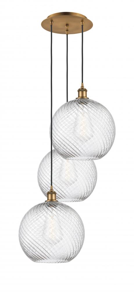 Athens Twisted Swirl - 3 Light - 18 inch - Brushed Brass - Cord hung - Multi Pendant