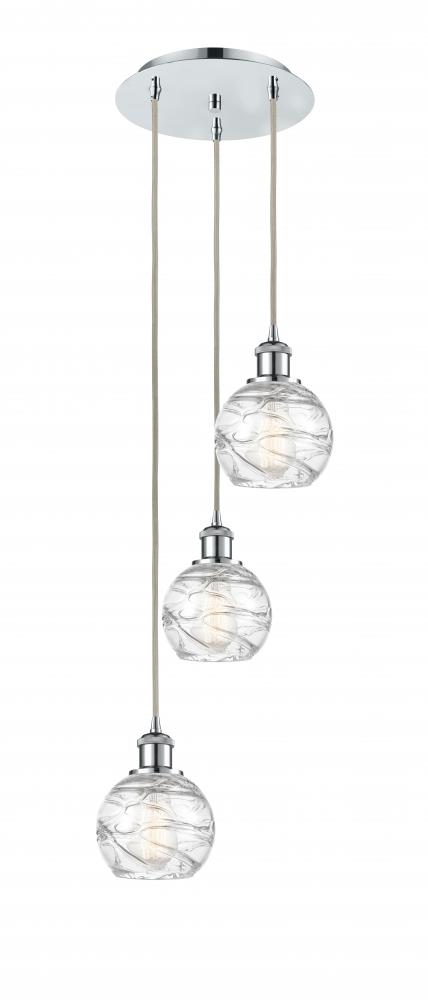 Athens Deco Swirl - 3 Light - 12 inch - Polished Chrome - Cord hung - Multi Pendant