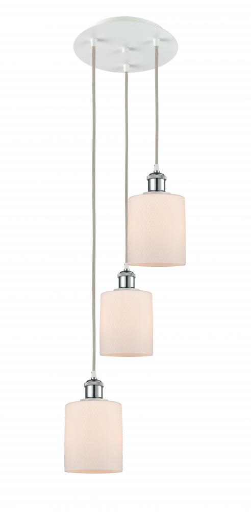 Cobbleskill - 3 Light - 12 inch - White Polished Chrome - Cord Hung - Multi Pendant