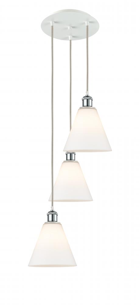 Berkshire - 3 Light - 15 inch - White Polished Chrome - Cord Hung - Multi Pendant