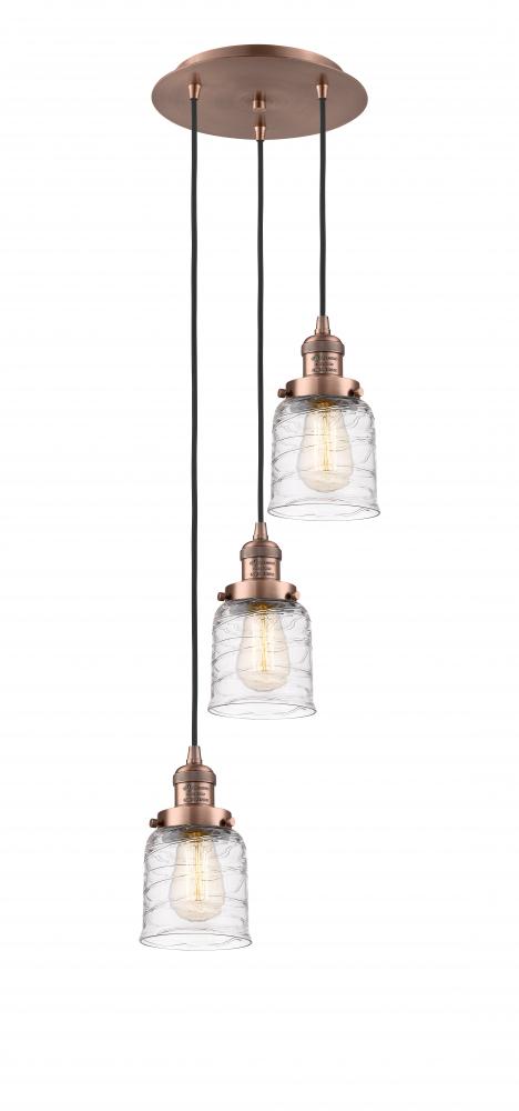 Bell - 3 Light - 12 inch - Antique Copper - Cord hung - Multi Pendant