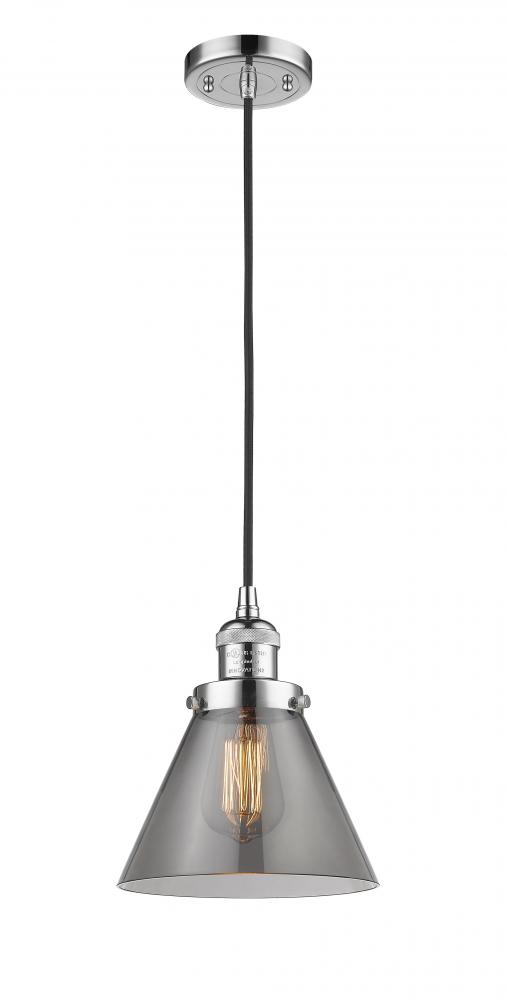 Cone - 1 Light - 8 inch - Polished Chrome - Cord hung - Mini Pendant