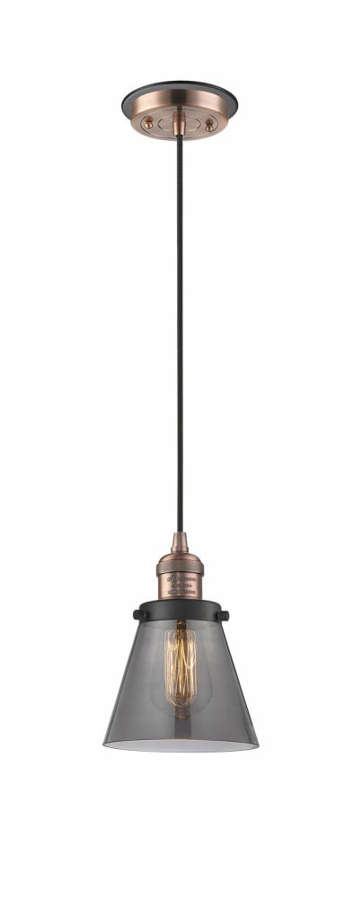 Cone - 1 Light - 6 inch - Antique Copper - Cord hung - Mini Pendant