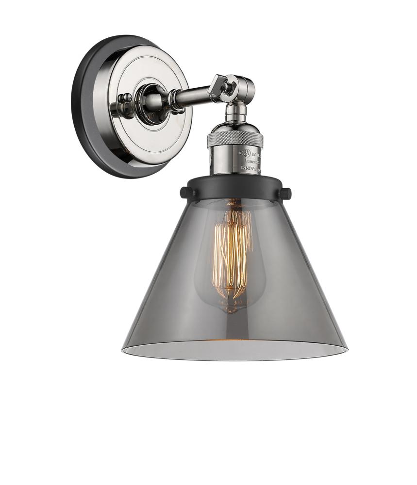 Cone - 1 Light - 8 inch - Polished Nickel - Sconce